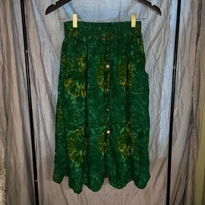 Green and Yellow Tie-Dye Skirt